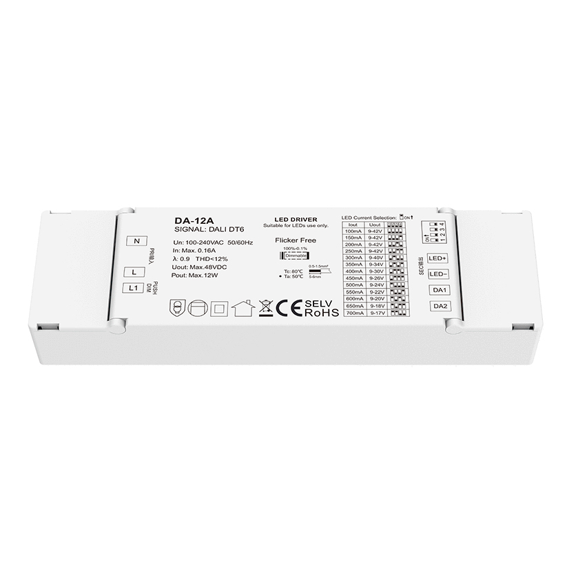 DA-12A 12W Constant Current DALI Dimmable LED Driver